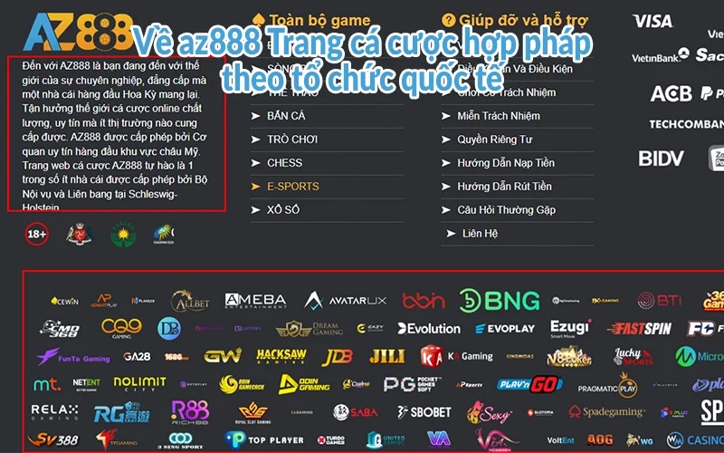 Về AZ888 - Trang giải trí trực tuyến số 1 tại Việt Nam 2 Về az888 Trang cá cược hợp pháp theo tổ chức quốc tế